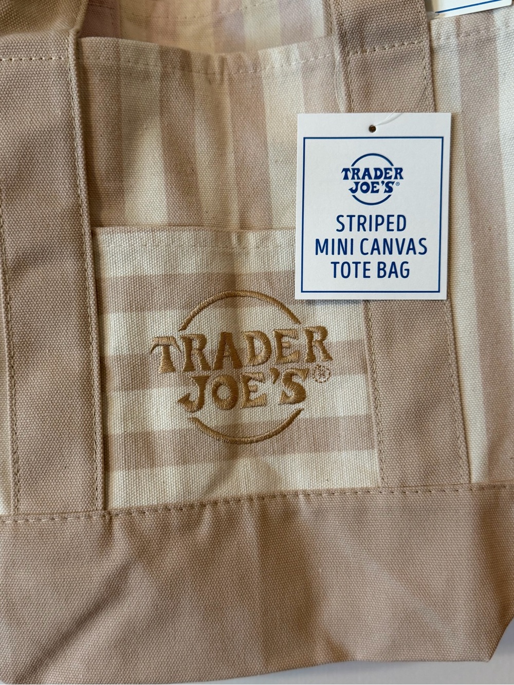 Trader Joe’s Striped Mini Canvas Tote Bag Set - 4 Bag, 1 of each color NWT - Picture 4 of 6